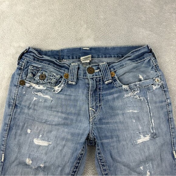 Vintage True Religion Made in USA Men's Size 32x27 Billy Big T Distressed Jeans - Picture 6 of 13